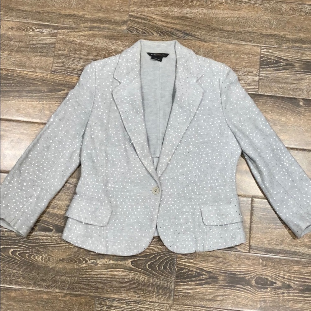 BCBGMAXAZRIA grey sequin blazer
